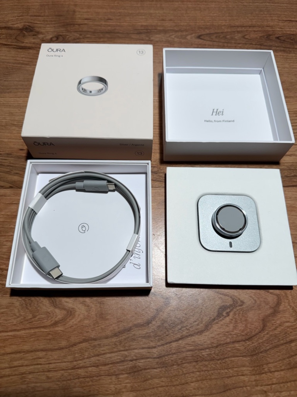 Oura Silver Ring Charger with Gray USB-C Cable